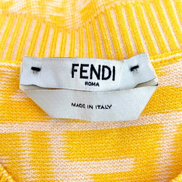 Fendi Yellow logo jacquard all-over print knit cardigan - Picture 5 of 8